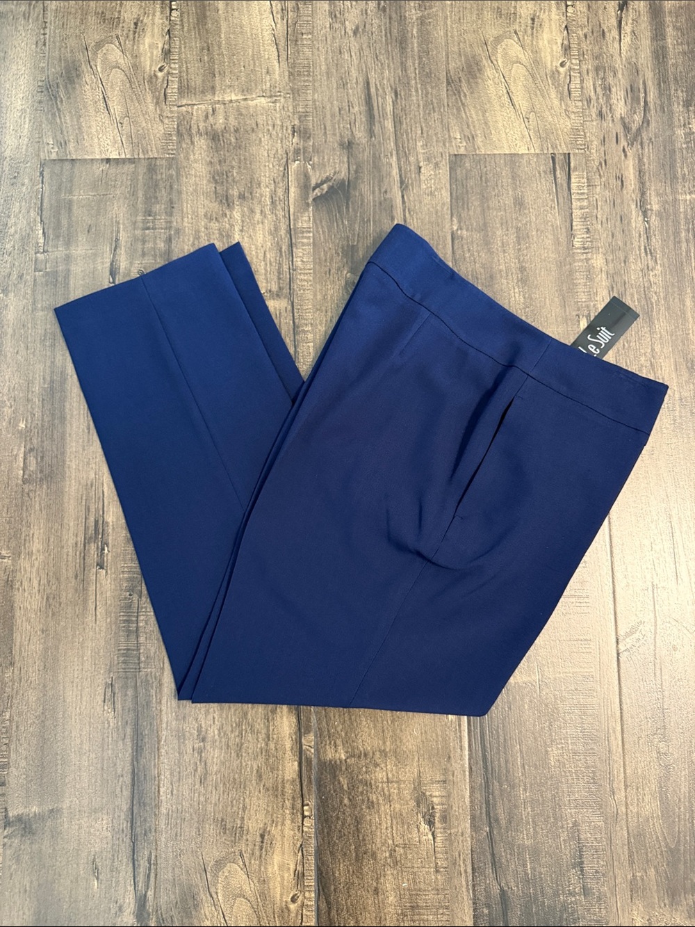 Le Suit Navy Blue Tailored Dress Pants